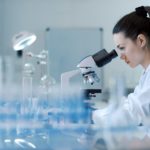 Female researcher working in the medical lab